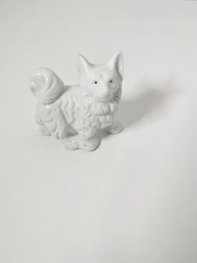 White Ceramic Dog Figurine Decorative Pet Sculpture
